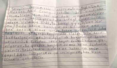 Aydınlı ilkokul öğrencisinden duygulandıran not: “Bu bereyi giyip, üşüme olur mu?”