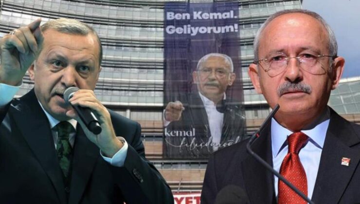 Cumhurbaşkanı Erdoğan’ın sert sözleri sonrası CHP Genel Merkezi’ne asılan pankart değiştirildi