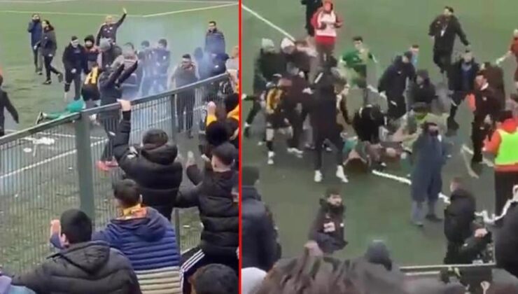 Maçın son düdüğüyle rakibine salladığı yumruk, futbol sahasını savaş alanına çevirdi