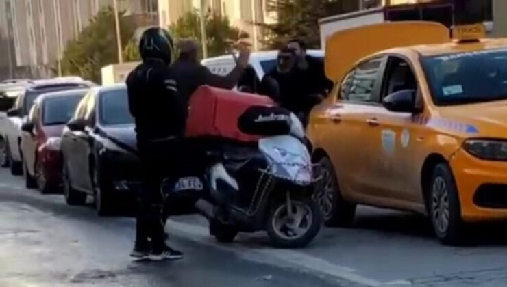 Başakşehir’de taksi şoförü ile motosiklet sürücü arasında yol verme kavgası