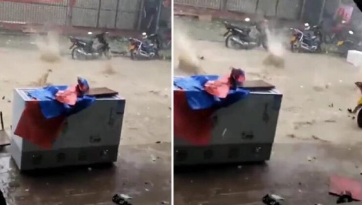 Şiddetli yağış Çin’de hayatı durma noktasına getirdi! Dolu taneleri yere mermi gibi düştü