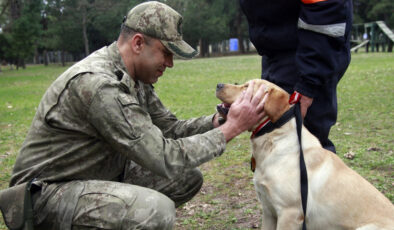 TSK’nın depremde görev alan kahraman köpeklerine madalya