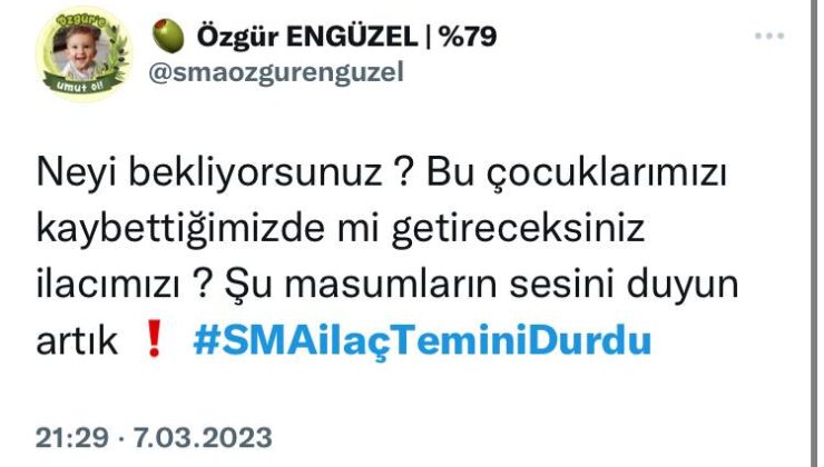 Twitterda ‘SMA İlaç Temini Durdu’ İsyanı!