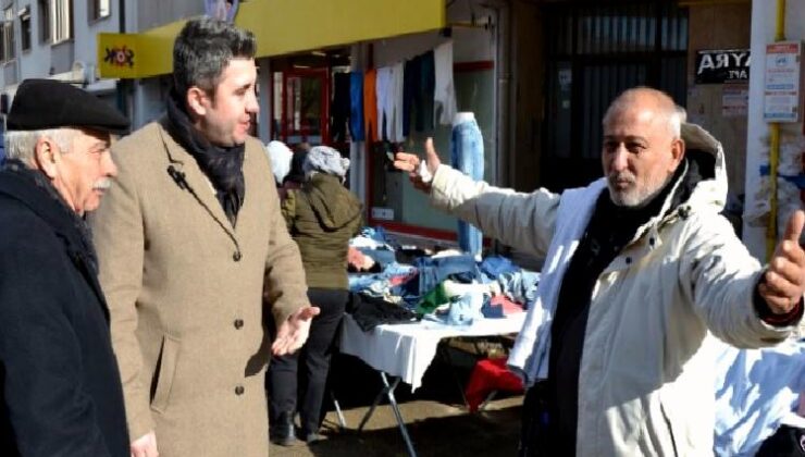 Mehmet Özcan manifaturacılarda da ilgiyle karşılandı